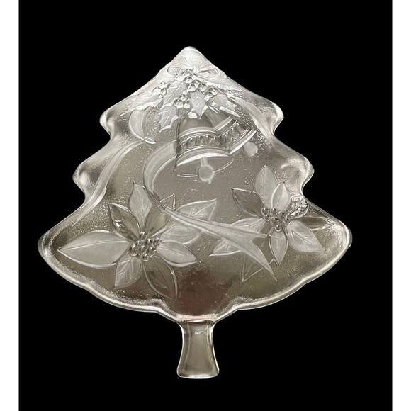 Set‎ Of 2 Mikasa Savoir Vivre Festive Bouquet 7.5” Christmas Tree Glass Dish NIB - Picture 6 of 6